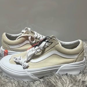 Cream Vans Old Skool Modular Shoe, removable platform